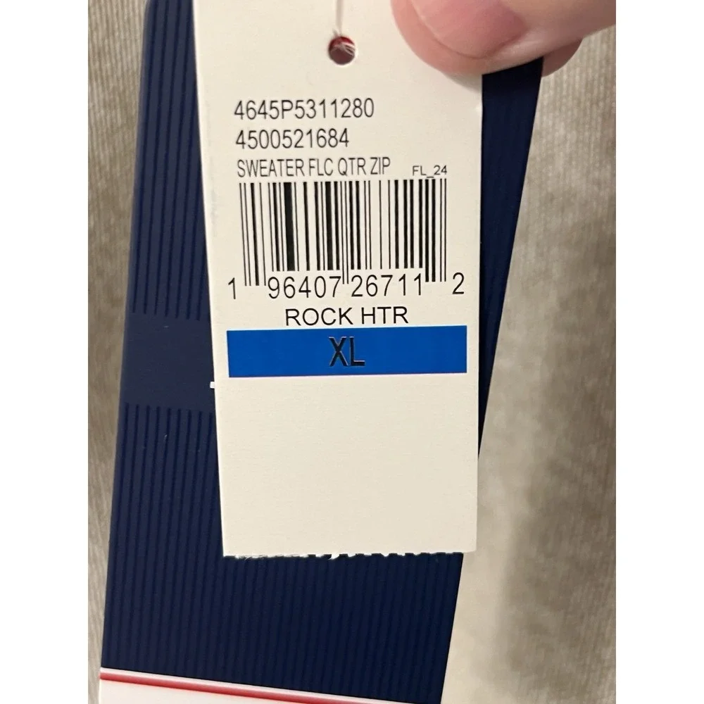NWT Men's IZOD 1/4 Zip Pullover Jacket‎ Chest Pocket Beige XL Rock Heather